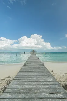 Images Dated 24th June 2021: Mexico, Cancun. Pier in the Ocean