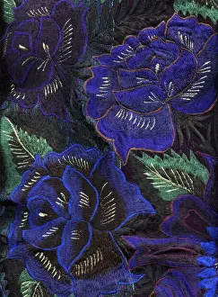 Handmade Prints: Mexico, Chiapas, Detail on Tzotzil Mayan indian hand embroidered mens poncho