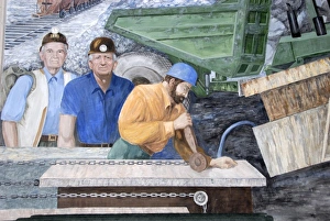 Worker Prints: Mexico, Chihuahua. State Capital Building, wall mural depicting Mexican history of mining