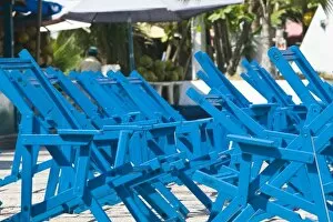 Mexico, Colima, Cuyutlan. Beach Chairs