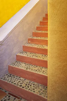 Stairway Prints: Mexico, Costalegre. Colorful stone stairs
