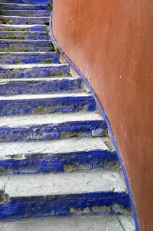 Locality Prints: Mexico, Guanajuato. Colorful stairs leading to a restaurant in downtown Guanajuato