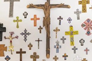 Jesus Prints: Mexico, Guanajuato. Crosses displayed on a wall