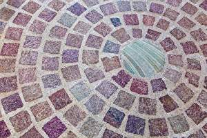 Guanajuato Prints: Mexico, Guanajuato. Design of brick patio