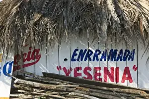 Text Prints: Mexico, Guerrero, Barra de Potosi. Beach Cantina Sign