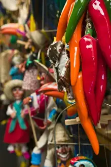 Images Dated 11th December 2006: Mexico, Guerrero, Zihuatanejo. Tourist Market- Chili Pepper Toys
