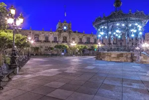 Beautiful Prints: Mexico, Jalisco; Guadalajara, Plaza de Armas at Dawn