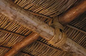 Mexico, Jalisco, Puerta Vallarta. Detail of thatched roof