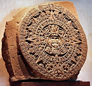 Scientific Prints: Mexico, Mexico City, National Museum of Anthropology, The sun stone also called