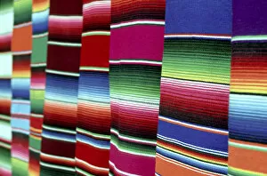 Mexico, Oaxaca. Colored blankets for sale