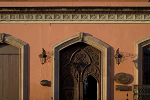 Mexico, Oaxaca, Morning sun lights restored colonial-era doorway of Casa de Sierra Mexico, Oaxaca, Morning sun lights restored colonial-era doorway of Casa de Sierra