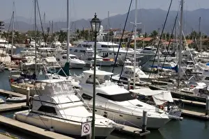 Jalisco Prints: Mexico, Puerta Vallarta. Yachts in Puerta Vallartas exclusive harbor