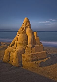 Mexico, Puerto Vallarta. Holiday sand sculptures along the Malecon