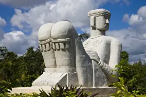 Quintana Roo Prints: Mexico, Quintana Roo, Cancun, representative Statue of Chacmool. The original was