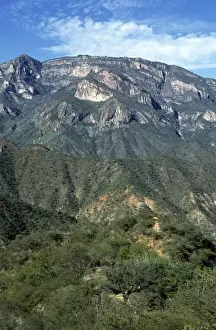 Mexico, rugged Sierra Madre mountains viewed from trail