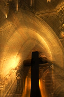 Mystical Prints: Mexico, San Miguel de Allende. Abstract of cross in front of church. Credit as: Nancy