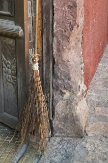 Mexico, San Miguel de Allende. Broom in doorway