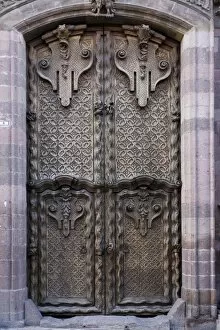Mexico, San Miguel de Allende. Carved wooden set of doors