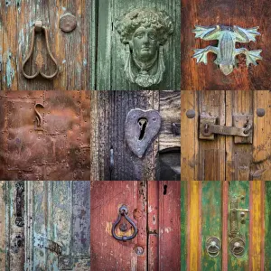 Images Dated 1st June 2009: Mexico, San Miguel de Allende. Collage of door details in city