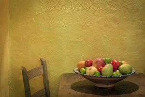 Bowl Prints: Mexico, San Miguel de Allende. Furit bowl on table