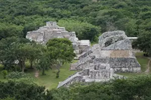 Mayan Ruin Prints: Mexico, Yucatan, Valladolid, Ek Balam Mayan ruins in jungle