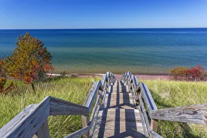 Public Lands Prints: Michigan, Keweenaw Peninsula, Great Sand Bay, trail to beach and Lake Superior