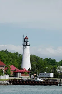 Copy Space Prints: Michigan, Port Huron, St. Claire River between Lake Huron & Lake Erie. Fort Gratiot Light