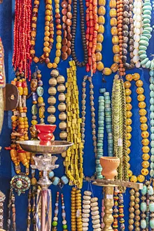 Middle East, Arabian Peninsula, Oman, Muscat, Muttrah. Beaded necklaces for sale