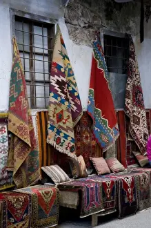 Carpet Prints: Middle East Turkey Antalya along the Mediterranean Sea and the old harbor streets
