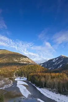 Essex Prints: The Middle Fork of the Flathead River with Running Rabbit Mountain in late fall in