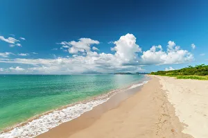 West Indies Prints: The miles long Pinney's Beach fronting the Caribbean Sea