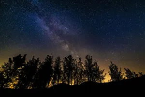 The Milky Way and Perseids meteor over Rose Valley, Los Padres National Forest, California, USA