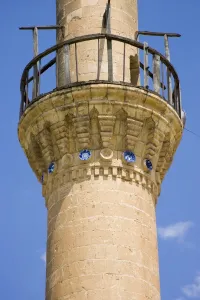 Euphrates Prints: Minaret of Halfeti Merkez Camii partly flooded by the lake of Birecik Dam on the Euphrates river