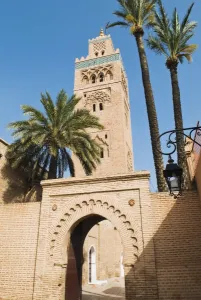 Palms Prints: Minaret of the Koutoubia Mosque, Marrakesh (Marrakech), Morocco, North Africa, Africa
