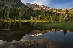 National Land Prints: Mineral Mountain and Mount Rainier reflected in Mystic Lake, Mount Rainier National Park