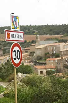 Images Dated 8th December 2006: Minerve village Menerba Minervois. Languedoc. Road sign with the name of the village