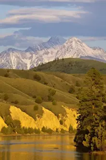 Mission Valley Prints: Mission Mountains loom over the Flathead River in Mission Valley, Montana, USA