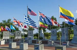 Images Dated 2029: Mobile Alabama Korean Memorial Vickerys Bridge international flags at museum
