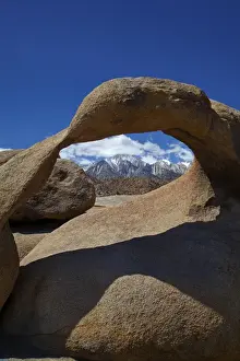 Snowcapped Prints: Mobius Arch, Alabama Hills, and snow on Sierra Nevada Mountain Range, near Lone Pine