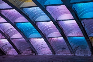 Images Dated 14th May 2014: Modern bridge lighting at night in multi colors, Huangshan, China