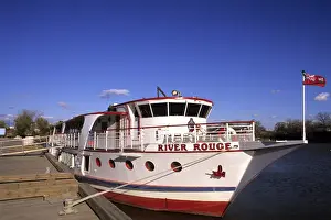 Winnipeg Prints: Modern downtown white River Rouge boat for tourists of Winnipeg Manitoba Canada