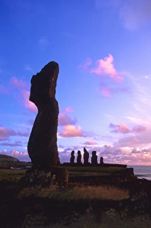 Easter Island Prints: Moia, Easter Island, Chile