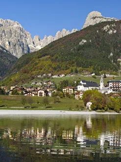 Molveno at lake Lago di Molveno in the Dolomiti di Brenta