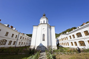 Byzantine Prints: The monastery of Bistrita in Wallachia Europe, Eastern Europe, Romania, September