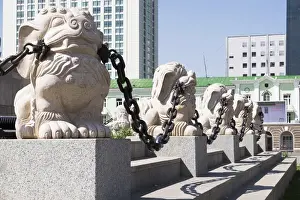 Images Dated 15th August 2015: Mongolia, Ulaanbaatar. Statue of Mongolian revolutionary hero Damdin Sukhbaatar