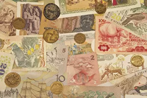 Montage of coins and paper money from various countries