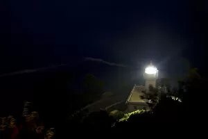 Images Dated 27th August 2008: Monte Igueldo Lighthouse at night in La Concha Bay near the city of Donostia-San Sebastian