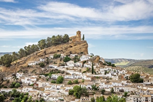 Cloudy Prints: Montefrio, Granada, Andalusia, Spain. A church on a cliff above the village of Montefrio