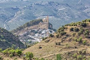 Granada Prints: Montefrio, Granada, Andalusia, Spain. A church on a cliff above the village of Montefrio