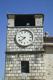 Montenegro, Kotor. Clock Tower on October Revolution Square